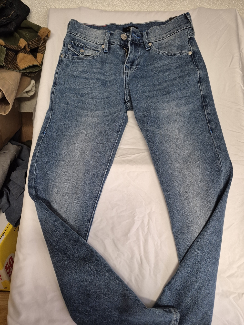 True Religion Men's Mid-Blue Slim Straight Jeans